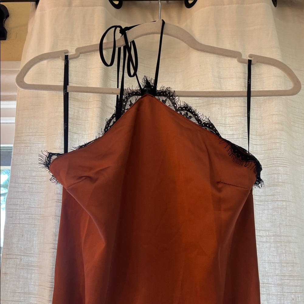 Lulu's Bronze Satin Maxi Dress